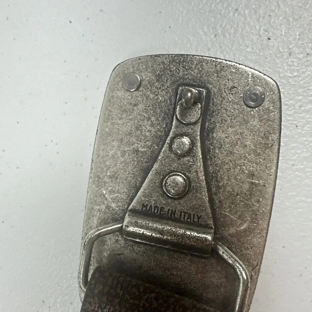 W. Kleinberg Brown Leather Belt with Silver-Tone Buckle